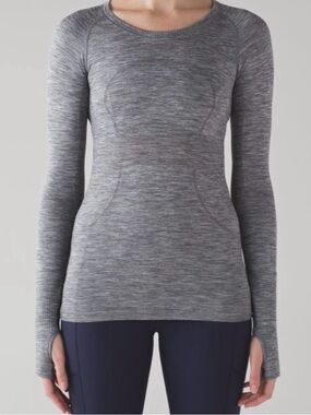 Lululemon Gray Swiftly Tech Long Sleeve Top Sz 4 EUC